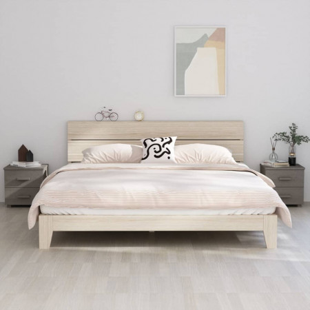 Noptiere, 2 buc., gri deschis, 40x35x44,5 cm, lemn masiv de pin