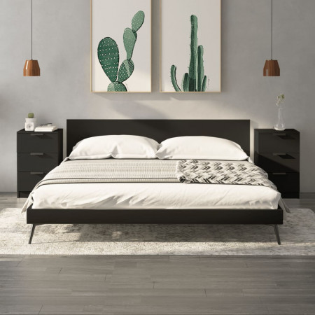 Noptiere, 2 buc., Negru, 40x36x65 cm