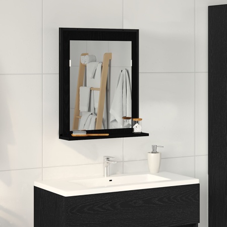 Oglindă de baie Negru Stejar 50x12x60 cm Lemn prelucrat