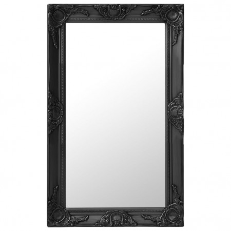 Oglindă de perete în stil baroc, negru, 50 x 80 cm