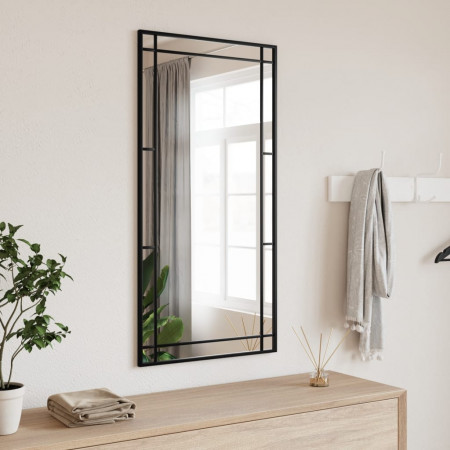Oglindă de perete, negru, 50x100 cm, dreptunghiulară, fier
