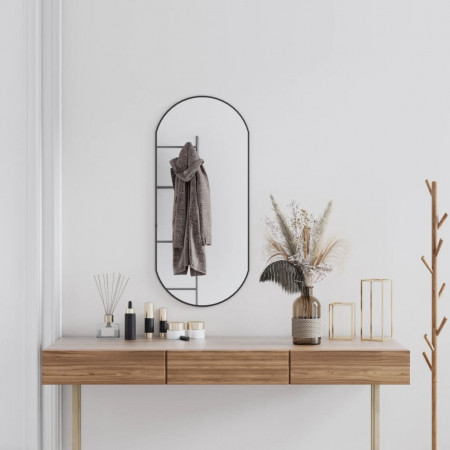 Oglindă de perete, negru, 90x40 cm, ovală - Img 1