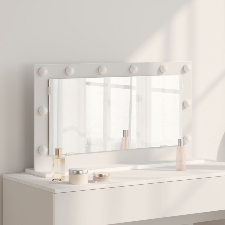Oglindă de toaletă cu lumini LED Albă 80x45x18 cm