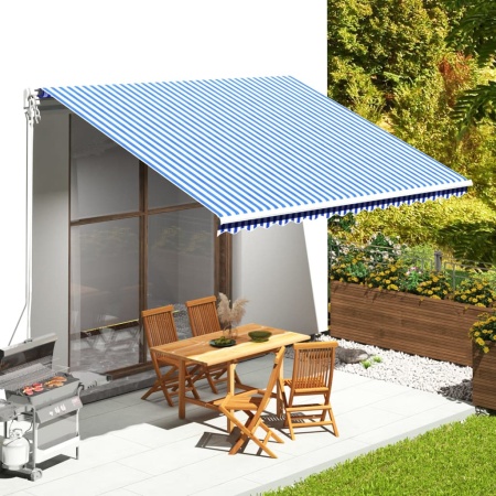 Pânză de rezervă copertină, albastru și alb, 4,5x3,5 m
