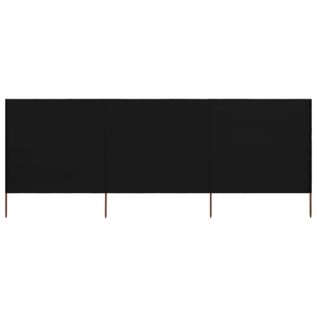 Paravan anti-vânt cu 3 panouri, negru, 400 x 120 cm, textil