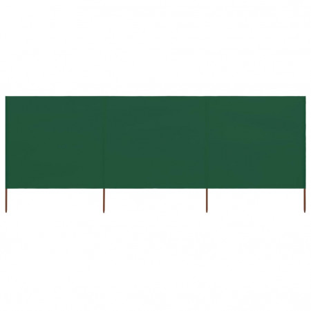 Paravan anti-vânt cu 3 panouri, verde, 400 x 80 cm, textil