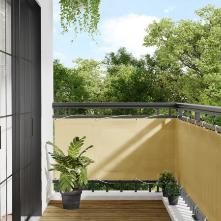 Paravan de balcon, nisipiu, 75x400 cm, 100% poliester oxford