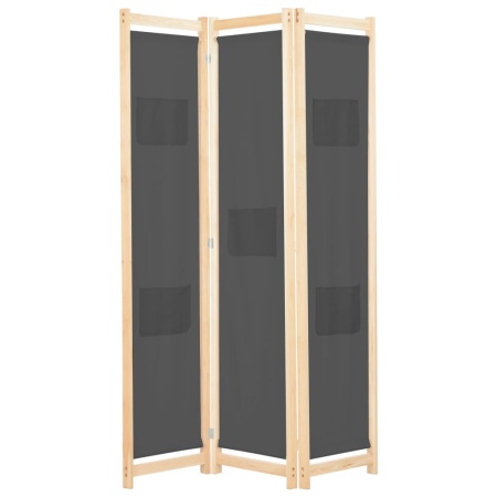 Paravan de cameră cu 3 panouri, gri, 120x170x4 cm, textil