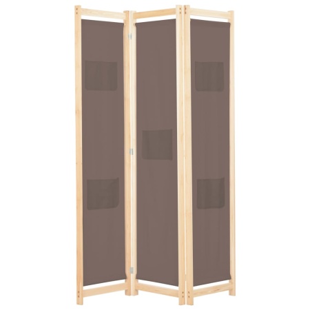 Paravan de cameră cu 3 panouri, maro, 120x170x4 cm, textil