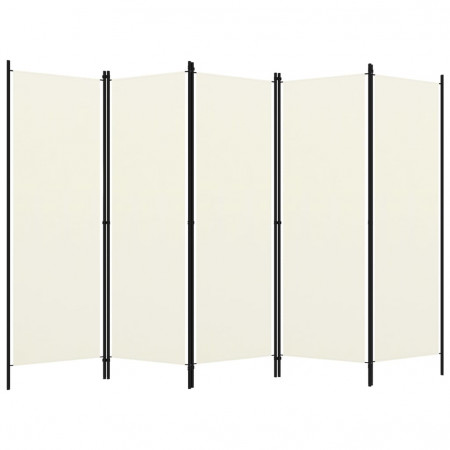 Paravan de cameră cu 5 panouri, alb crem, 250 x 180 cm - Img 1