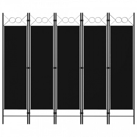 Paravan de cameră cu 5 panouri, negru, 200 x 180 cm - Img 1