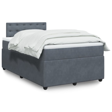 Pat box spring cu saltea, gri închis, 120x200 cm, catifea