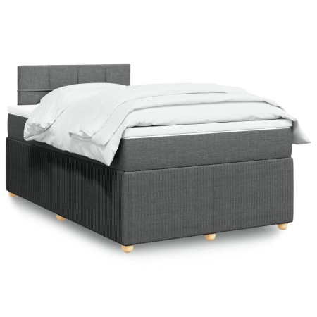 Pat box spring cu saltea, gri închis, 120x200 cm, textil - Img 1