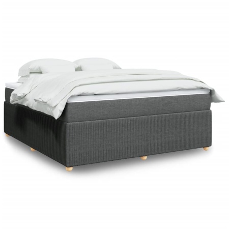 Pat box spring cu saltea, gri închis, 180x200 cm, textil