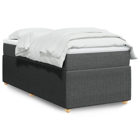 Pat box spring cu saltea, gri închis, 80x200 cm, textil