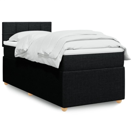 Pat box spring cu saltea, negru, 90x190 cm, textil