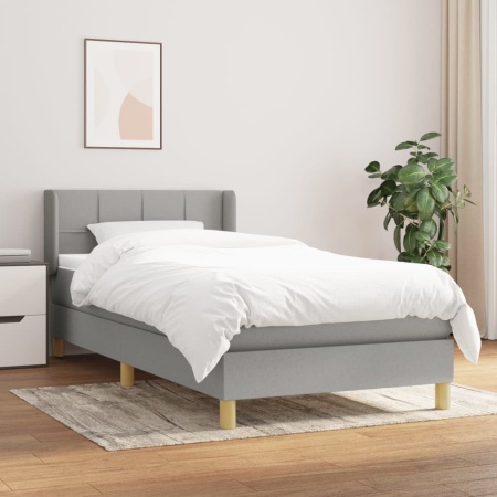 Pat continental cu saltea, gri deschis, 80x200 cm, textil