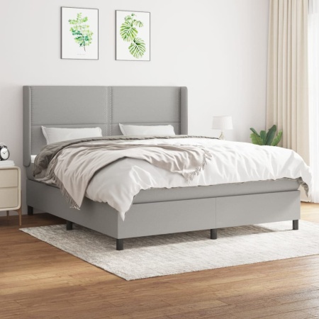 Pat continental, gri deschis, 180x200 cm, material textil