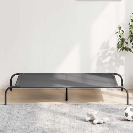 Pat înălțat pentru câini gri 130x80x20 cm Textilenă și oțel