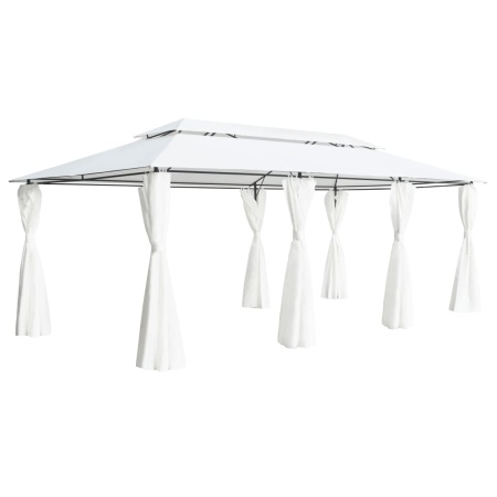Pavilion cu perdele, alb, 600 x 298 x 270 cm, 180g/m²