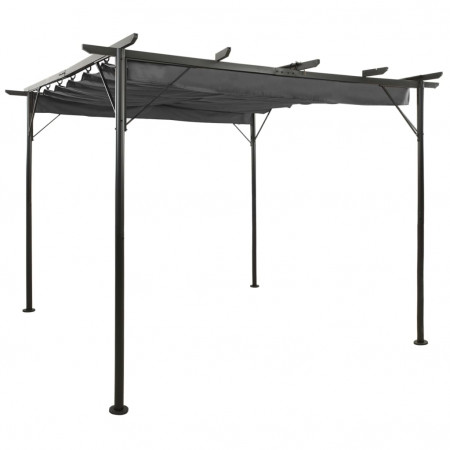 Pergolă cu acoperiș retractabil, antracit, 3x3m, oțel, 180 g/m² - Img 1