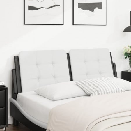 Pernă pentru tăblie pat, alb și negru, 140cm, piele artificială