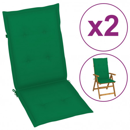 Perne scaun de grădină, 2 buc, verde, 120x50x3 cm - Img 1