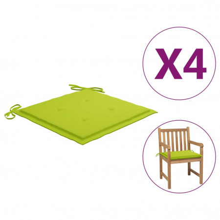 Perne scaun de grădină, 4 buc., verde aprins, 50x50x4 cm, textil
