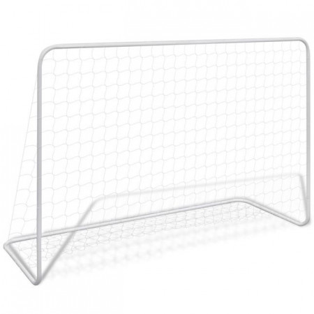 Poartă de fotbal cu plasă alb 182x61x122 cm oțel - Img 1