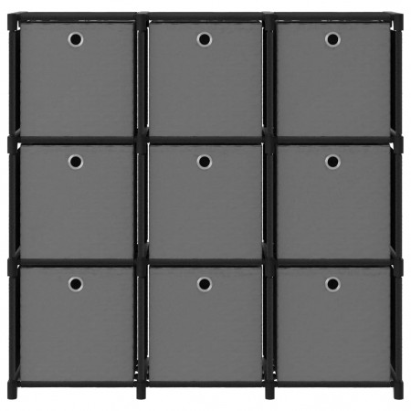 Raft 9 cuburi cu cutii, negru, 103x30x107,5 cm, material textil