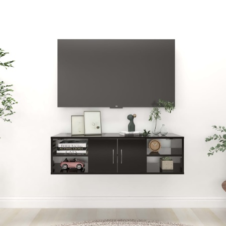 Raft de perete, negru, 102x30x29 cm, PAL