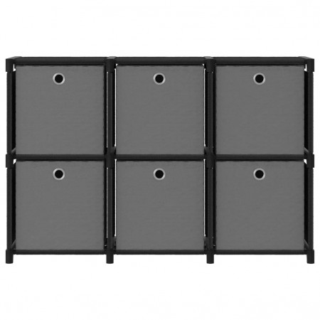 Raft expunere, 6 cuburi + cutii, negru, 103x30x72,5 cm, textil - Img 1