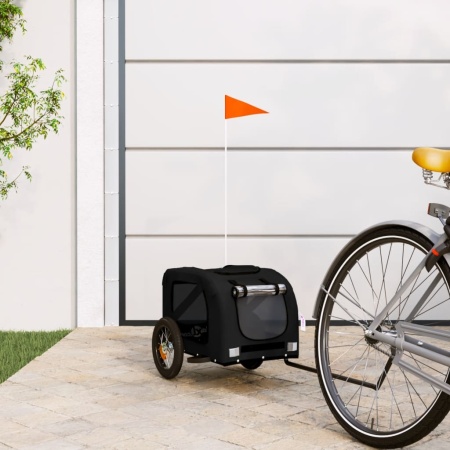 Remorcă bicicletă animale companie, negru, textil oxford/fier