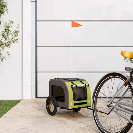 Remorcă bicicletă animale companie verde/gri textil oxford/fier