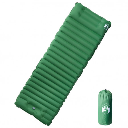 Saltea de camping auto-gonflabilă, cu pernă integrată, verde