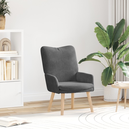 Scaun de relaxare gri închis din țesătură corduroy