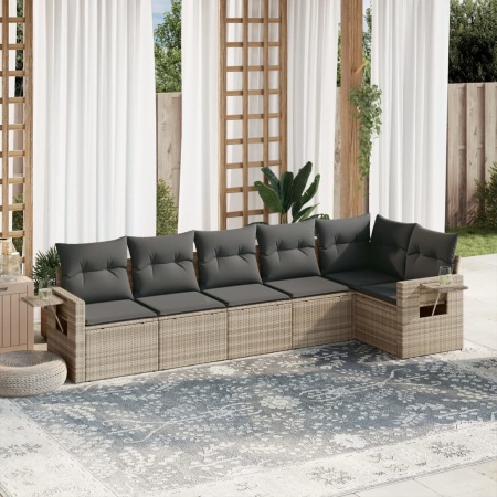 Set canapele de grădină cu perne, 6 piese gri deschis poliratan