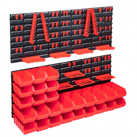 Set cutii depozitare 103 piese cu panouri de perete, roșu&amp;negru - Img 1