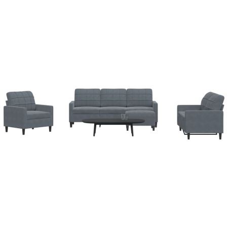 Set de canapele cu perne, 4 piese, gri închis, catifea - Img 1