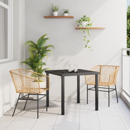 Set de Mâncare Grădină 3 Piese Ratan Maro