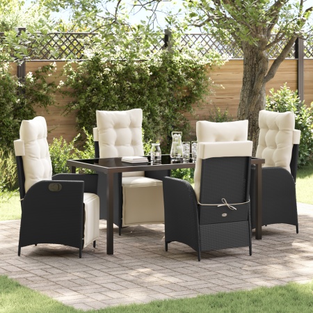 Set de Mobilier de Grădină cu 5 Piese Negru din Poliratan - Img 1