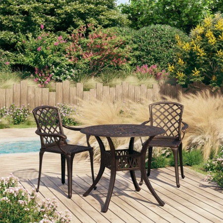 Set mobilier bistro, 3 piese, bronz, aluminiu turnat - Img 1