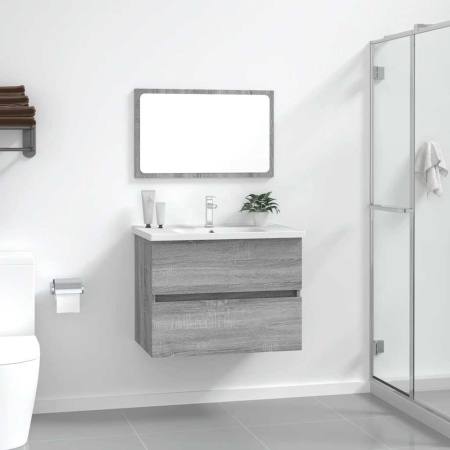 Set mobilier de baie, 2 piese, gri sonoma, lemn prelucrat