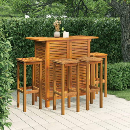 Set mobilier de bar de grădină, 5 piese, lemn masiv de acacia