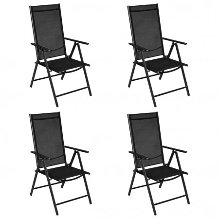 Set mobilier de exterior, 5 piese, negru, aluminiu și textilenă