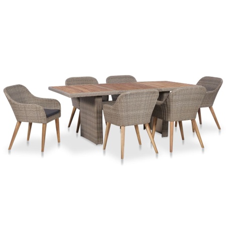 Set mobilier de exterior cu perne, 7 piese, poliratan
