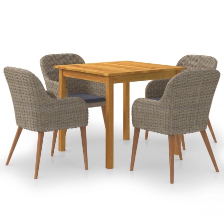 Set mobilier de grădină, 5 piese, maro
