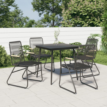 Set mobilier de grădină, 5 piese, negru, ratan PVC