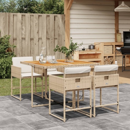 Set mobilier de grădină cu perne, 5 piese, bej, poliratan