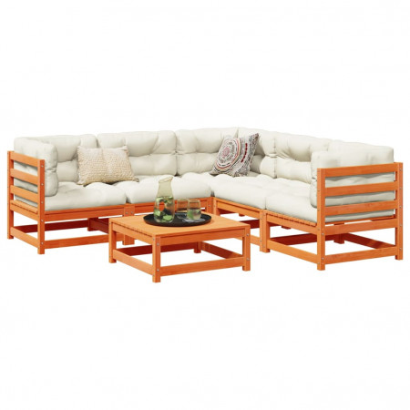 Set mobilier de grădină cu perne, 6 piese, lemn masiv de pin
